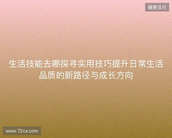 生活技能去哪探寻实用技巧提升日常生活品质的新路径与成长方向
